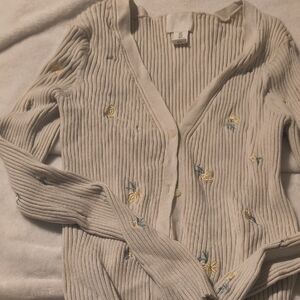 H&M Cream Floral Cardigan